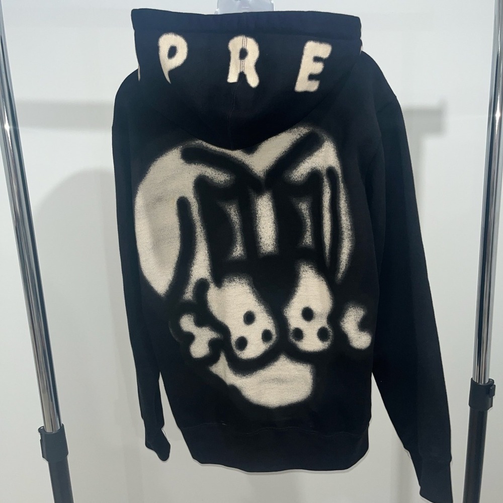 Supreme Bone Zip Up Hoodie Black SS19 Spray Paint Graphic Streetwear Mens Medium